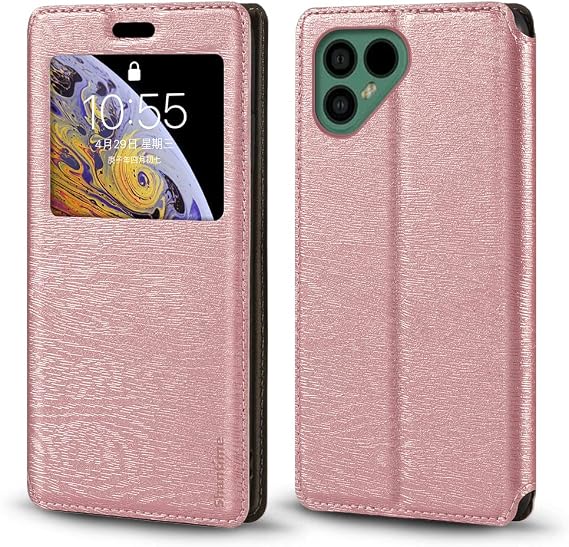 Invisible Magnetic View Window PU Leather Flip Case Compatible with Fairphone 4, Smart Clear Display Cover with Full Protection