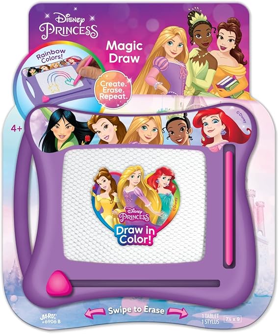 JA-RU Disney Princess Magic Draw-Magnetic Drawing Pad (1 Pack). Drawing Kids Board Car Trip Toys | Mess-Free Small Kids Write Board | Creative Activities and Travel Entertainment.B-6906-1s
