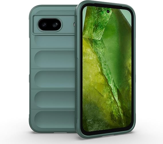 ESTH Liquid Silicone Case for Google Pixel 8a with Antibacterial Protection and Scratch-Resistant Soft Microfibre Lining All-Round Protection Shockproof Mobile Phone Case Green