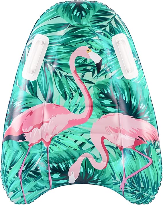 Inflatable Bodyboard with Handles Portable Surfboard Pool Float Surf Body Board Pool Toy Swimming Aid Mat Portable Buoy Kickboard Floats Surfboard for Beach Surfing Swimming Summer Water Fun