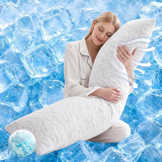 Cooling Body Pillow for Side Sleeper, Long Pillow for Bed, 20x54 in