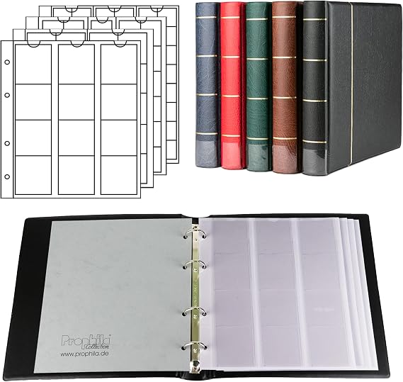 Prophila Collection Coin Album with 4 Sleeves for 110 Coins Black