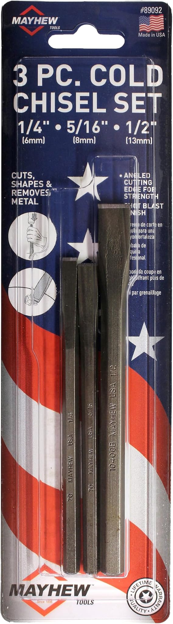 Mayhew Tools 89092 Cold Chisel Set, Blast Finish, 3-Piece