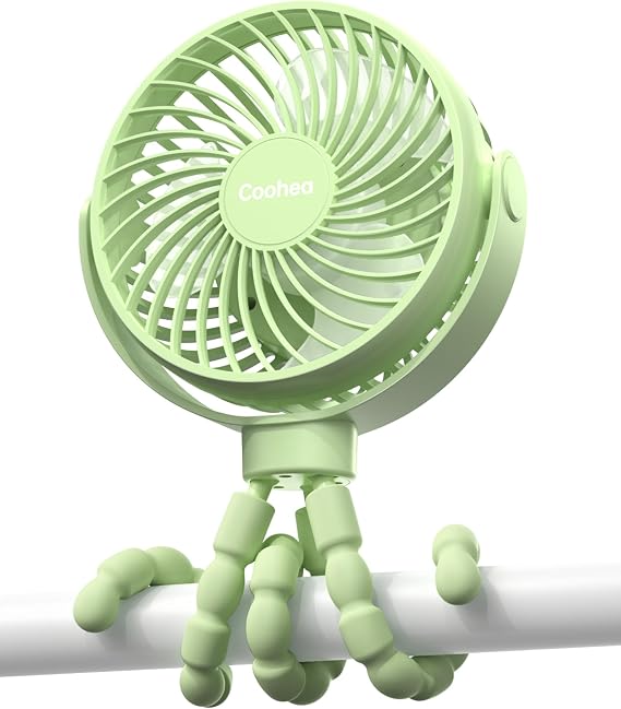 Coohea Clip on Stroller Fan, Rechargeable Long-Lasting Power Wind Fan