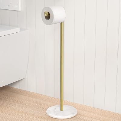 KES Extra High Gold Toilet Paper Holder Freestanding 26, Toilet Paper Holder Stand with Natural Marble Base, Floor Free StandingToilet Paper Holder 188 Stainless Steel Brushed Gold, BPH284S66-BZ