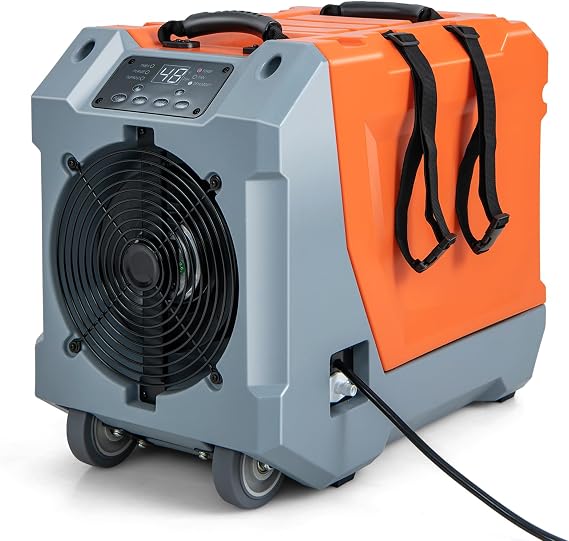 COSTWAY 180 PPD Crawl Space Dehumidifier with Pump, Drain Hose, Auto Defrost, 6,000 Sq. Ft Commercial Dehumidifier for Basement, Warehouse, Job Site, Water Damage Restoration, Orange