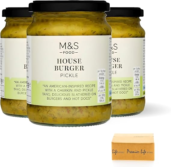 M&S House Burger Pickle, 295g | American-Style Gherkin & Dill Relish | Sweet, Sour, and Spicy | In Premier Life Store Box (3 Pack)