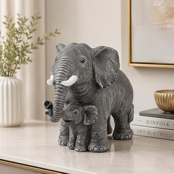 Elephant Statue Decor Grey Elephant Figurines Gifts for Women