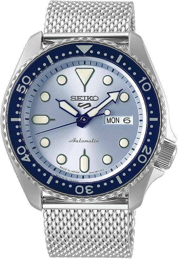Seiko 5 SPORTS SRPE77 Automatic Mechanical Wristwatch, Men's, Seiko Five Sports, Made in Japan, Suits Style, Suit Style, Light Blue
