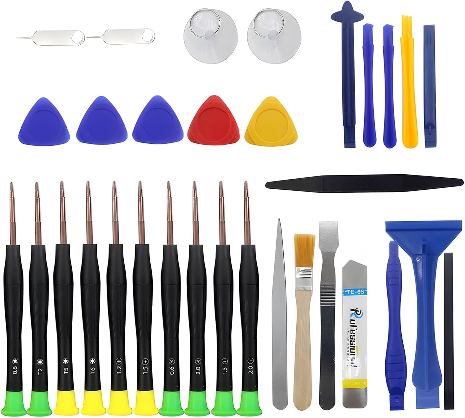 Mobile Phone Repair Tool Kit 30 PCS Upgraded Version Electronics Repair Tool Kit, Removal Cleaning Repair Kit with Magnetic Screwdrivers Set for Fix Phone, Computer, Tablet