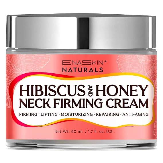 Enaskin Naturals Neck Firming & Tightening Cream with Hibiscus and Honey: Anti-Aging Moisturizer for Fine Lines, Wrinkles & Deep Hydration Neck, Face & Chest Cream - 1.7 Fl Oz