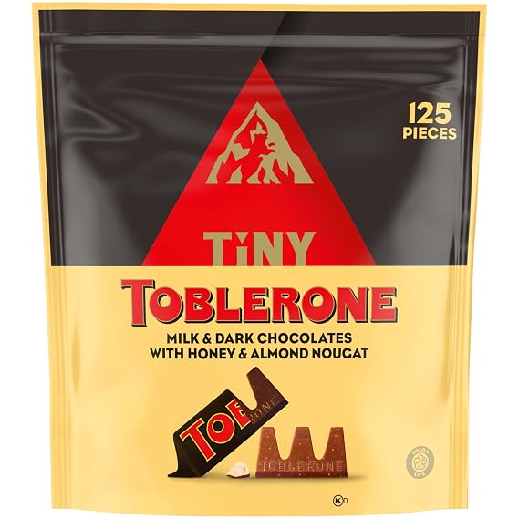 TOBLERONE Tiny Assorted Chocolate Bars Variety Pack, 2 Flavors, 1 Gift Bag