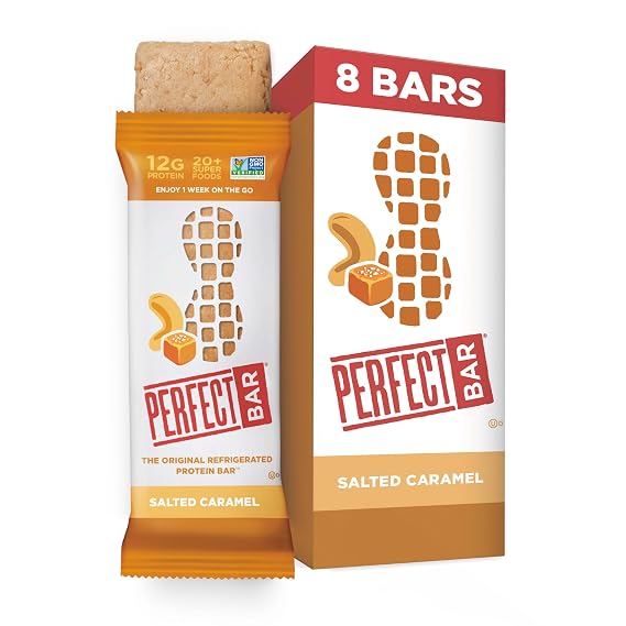 Perfect Bar Original Refrigerated Protein Bar, Salted Caramel, 2.2 Ounce Bars, 8 Count