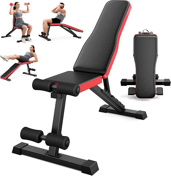 Adjustable Weight Bench Foldable, 300KG Bench Press, Adjustable Foldable Flat/Incline/Decline Bench Press for Home Gym