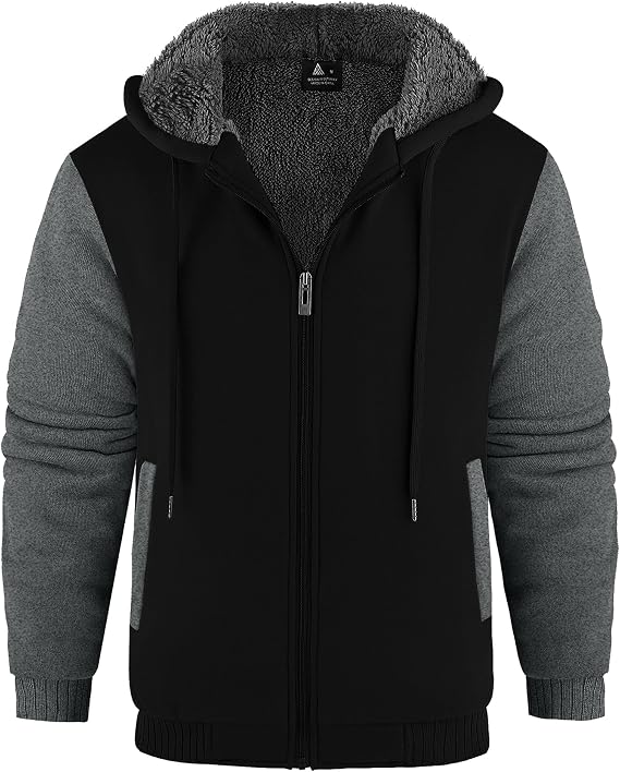 JACKETOWN Men's Sweatshirt Hoodie with Teddy Lining and Zip Warm Winter Fleece Sweat Jacket