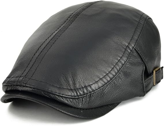 Men Women Adjustable Genuine Leather Ivy Cap Newsboy Hat
