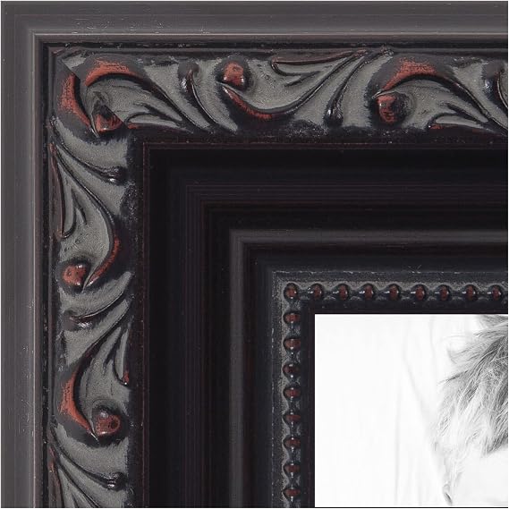 ArtToFrames 17x23 Inch Black Picture Frame, This 1.2500 Inch Custom Poster Frame is Black with Beads -  with Acrylic and Corrugated Backing (2WOMD10188-17x23)