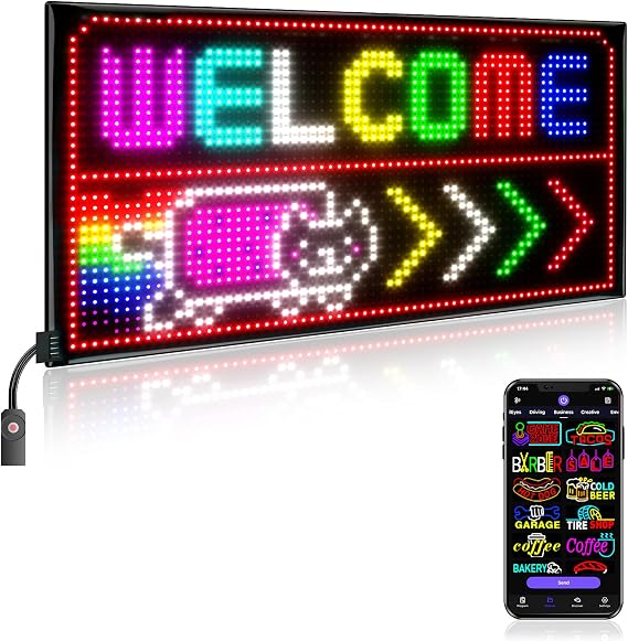 Large Programmable LED Sign, P8 Resolution Bluetooth APP