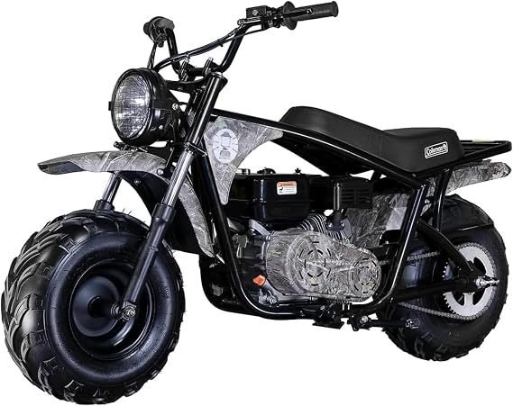 Coleman Powersports B200C 196cc Gas Powered Camo Minibike for Kids and Adults, 1-Cylinder, 4-Stroke, 23 Mph, 200 lbs Maximum Load, Ideal for Off-Road and Trail Riding