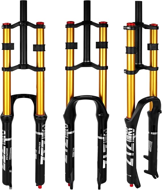 B Bolany Bicycle Suspension Fork 26/27.5/29 Inch Mountain Bike DH Air Double Shoulder Downhill Rappelling Shock Absorber Straight Tube Ultralight Bicycle Shock Absorber Rebound Adjustment