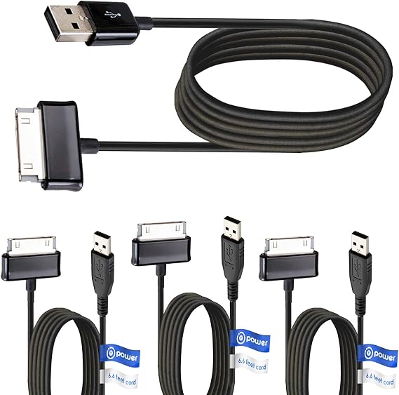 T POWER 4 x pcs 30-pin 6.6 ft Long Cable for Samsung Galaxy Tab Note 7.0 7.7 8.9 10.1 Galaxy Tab 7", 8.9",10.1" Tablet 2 Replacement Spare Power Cord Charging Sync Data Cable