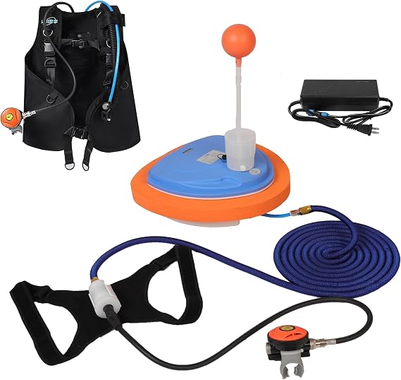 LieyuDive Portable Diving Ventilator, with One-Size BCD, 5.5 Hours Rechargeable Scuba Diving System with 39ft Hose & Regulator, Tankless Battery Scuba System for Recreational Diving Snorkelling