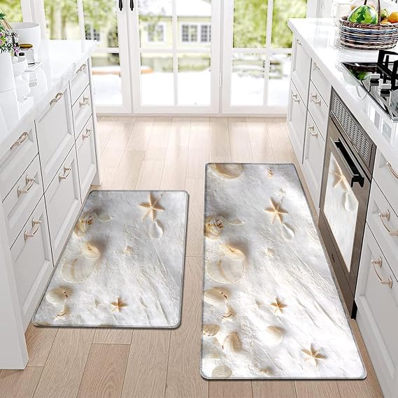 YunTu Into The Wild Kitchen Mats and Mountain Camping Kitchen Rugs 2 Piece Set, Anti-Fatigue Cushioned Floor Mats for Standing, Soft Absorbent Runner Rugs for Kitchen Sink, Home