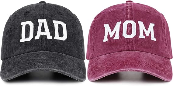 Mom and Dad Hats New Parents Gifts for Couples, Embroidered Adjustable Baseball Caps Gift for New Mom Dad