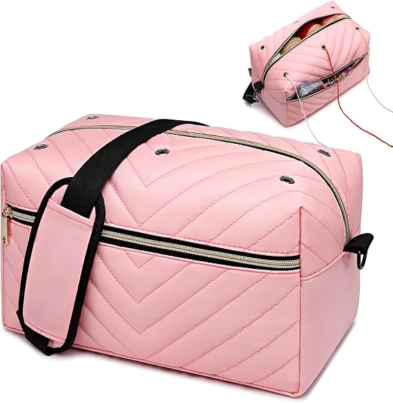 Crochet Bag Organizer, Yarn Storage Organizer with Shoulder Strap, Stylish Knitting Bag for Crochet Accessories, Mothers Day Gifts, Crochet Yarn Supplies, Pink