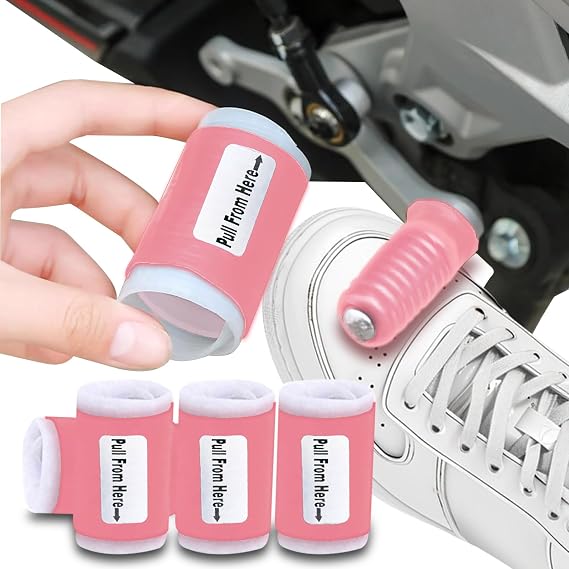 K-Shield 5 Pieces Motorcycle Shifter Shoe Protector - Quick-Fit Universal Boots Protector for Motorbike Footwear Shoes, Non-Slip Rubber Cover Accessories for Men Women, Black (Pink)