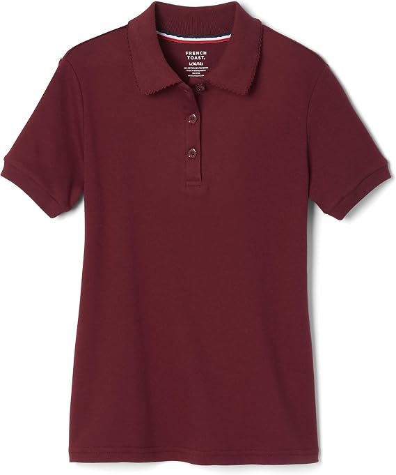 French Toast Girls' Short Sleeve Picot Collar Polo School Uniform Shirt (Standard and Plus)