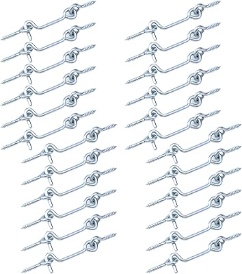 Antrader 24-Pack 2 Inch Zinc Plated Steel Hook & Eye Wood Gates Window Screen Gate Door Latch