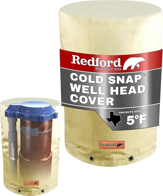 Cold Snap (5F) Round Insulated Well Pump Cover, 8"Dia x 12"H, Water Well Tank Covers Insulated, Pressure Tank Insulation Blanket, Outdoor Wells Head Insulation for Winter (Beige)
