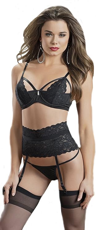 Women's Four Piece Love Set Open Cut Bra with Adjustable Straps