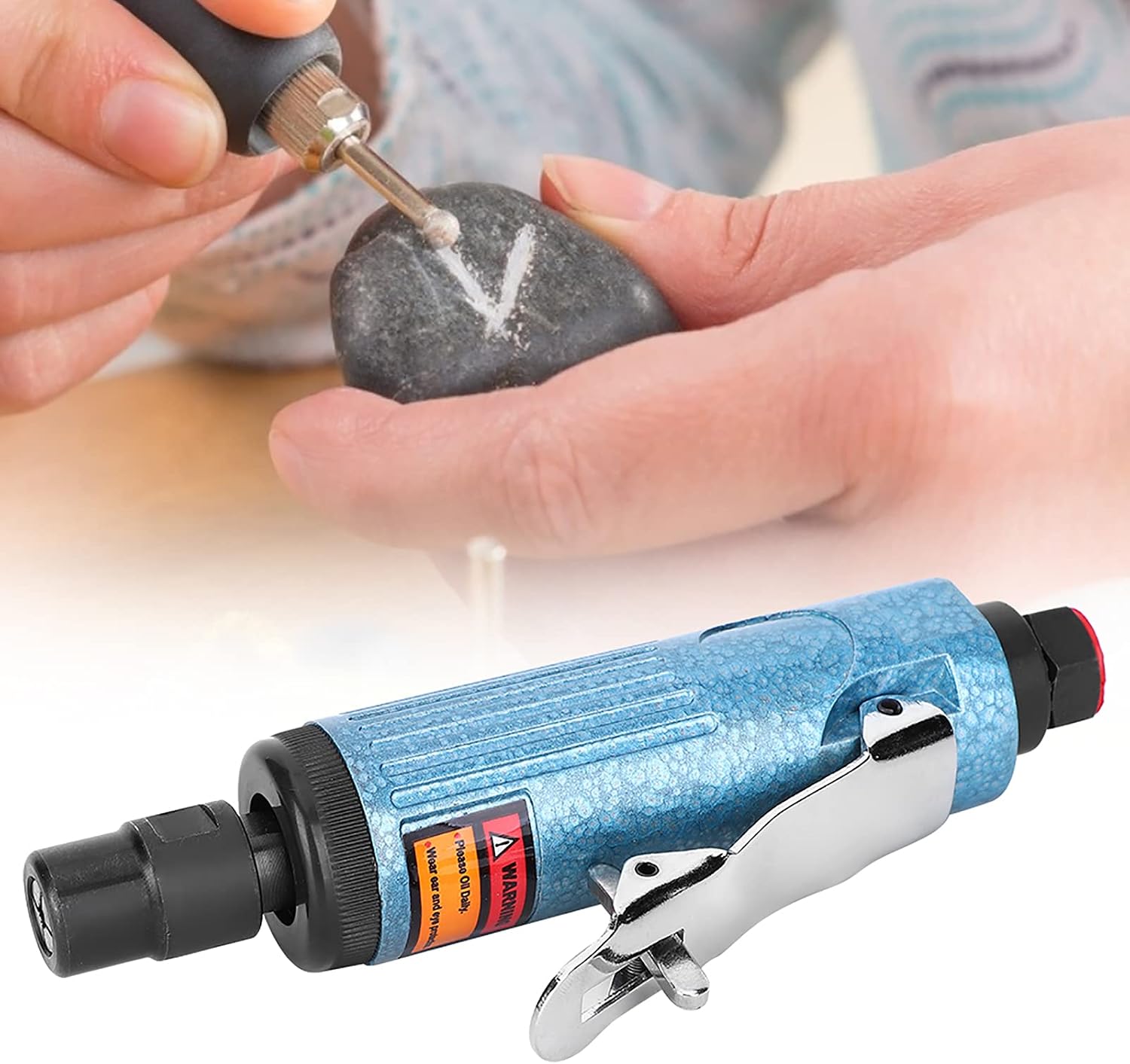 Air Die Grinder AT-7032B,Blue Aluminum Alloy Pneumatic Air Die Grinder Grinding Tools,Low Gas Consumption And Low Noise Air Die Grinder,Portable Pneumatic Die Grinder,For Metal Products, Stone