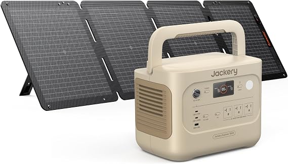 Jackery Solar Generator 1000 v2 and 100W Panel,1070Wh,1500W (Dune White) | 1 Hr Fast Charge, LiFePO4 Battery, for Camping, Emergency, RV, Off-Grid Living