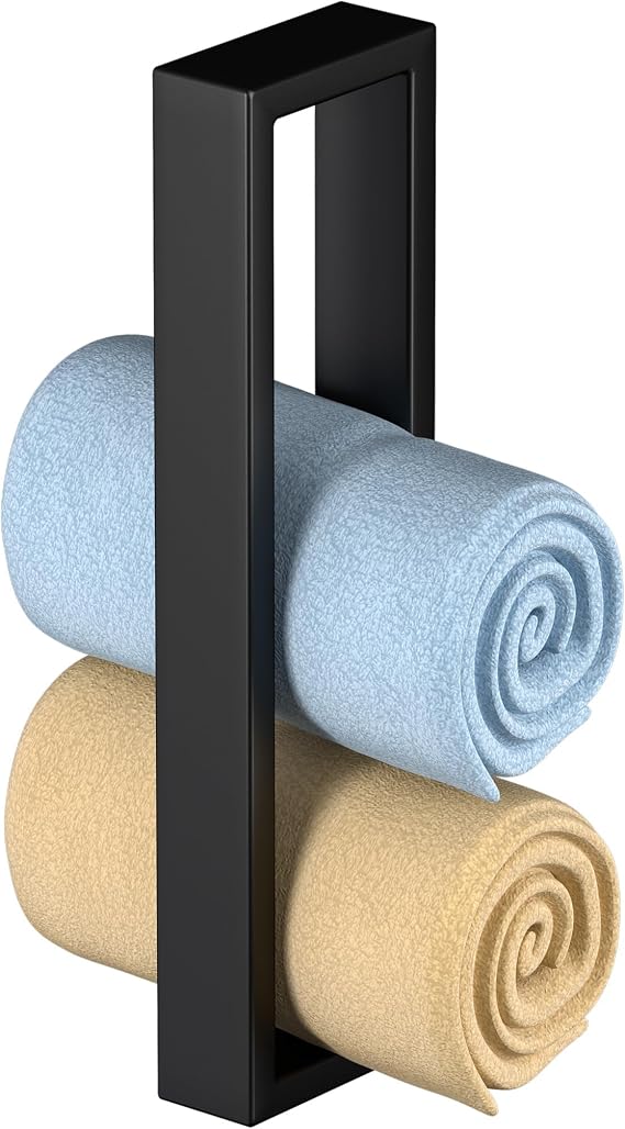 KES Towel Ring Black, Hand Towel Holder for Bathroom 10 Inch Towel Bar Modern Bathroom Hardware Wall Mount SUS304 Stainless Steel, Matte Black, A23080-BK