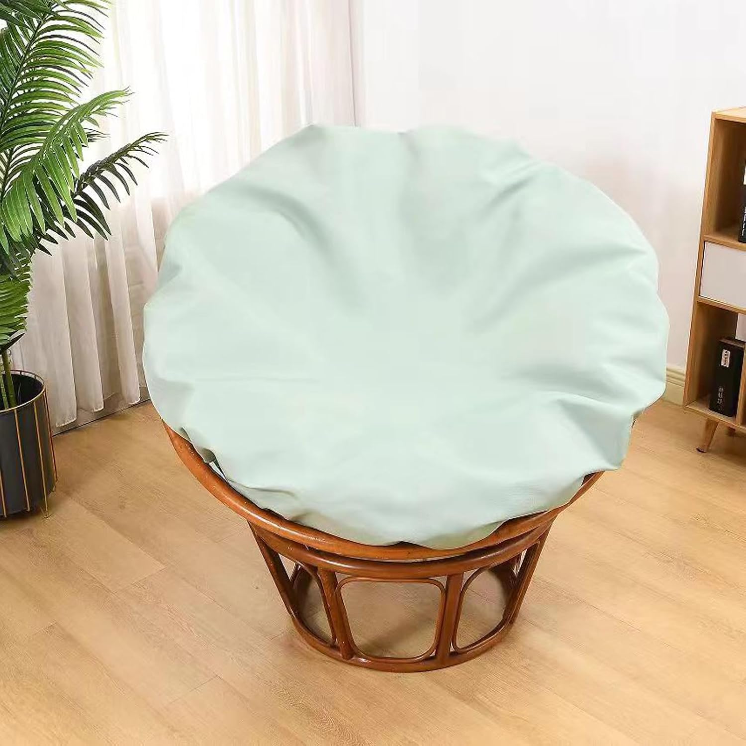 DRXRD Papasan Cushion Cover Only,Outdoor Indoor Papasan Chair Cushion Covers Waterproof Papasan Slipcover Papasan Covers for Cushions with Zipper and Ties, Machine Washable Bean Green 90cm35in