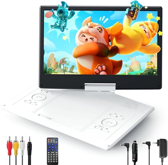 Surfola Portable DVD Player, 16.9 Type, CD Player, 14.1 Inch LCD, Built-In Dual Amplifier, 4 to 6 Hours Playback, Region Free, Supports USB/SD Card, AV Input/Output, TV Sync, Last Memory Function