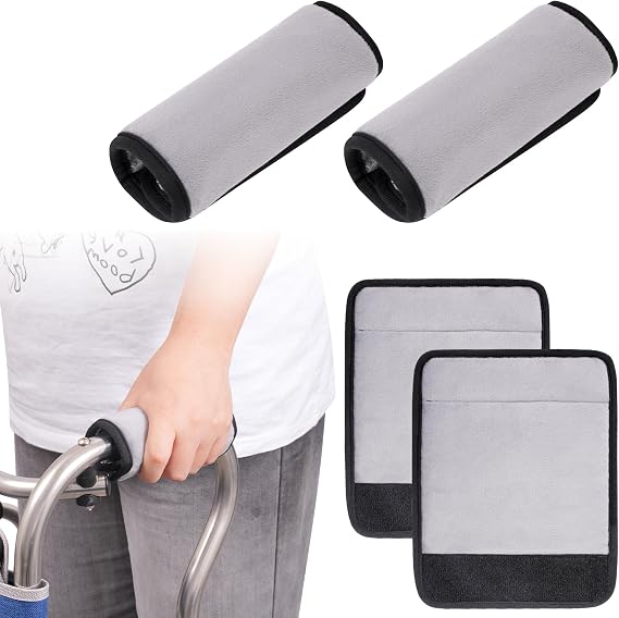2 Pack Walker Handle Cushions Soft Padded Hand Covers, Non-Slip Comfortable Cushion Padding for Folding Walker Handle, Moisture Wicking Mobility Accessory