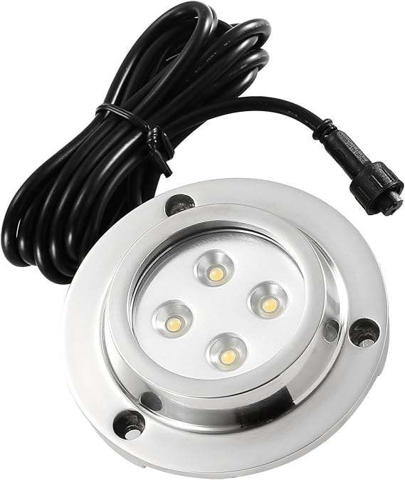1'li set su altı aydınlatması, su geçirmez IP68 havuz ışığı, yuvarlak, 80 lm, 10 W LED gölet aydınlatması, su altı spotu, tekneler, akvaryum, çeşme veya gölet için, 12 V güç kaynağı ile, mavi [Enerji Sınıfı G]