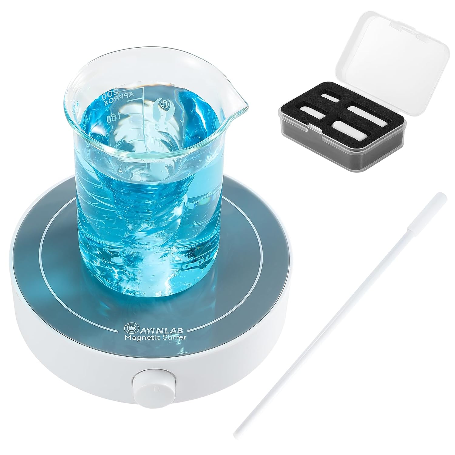 Magnetic Stirrer, Fast Stir Plate with Speed Control, Lab Magnetic Mixer with 4pcs Magnetic Stir Bars, 1 Stir Bar Retriever for Making Yeast, Liquid Stirring, Max Volume 3000ml, Powerful Motor