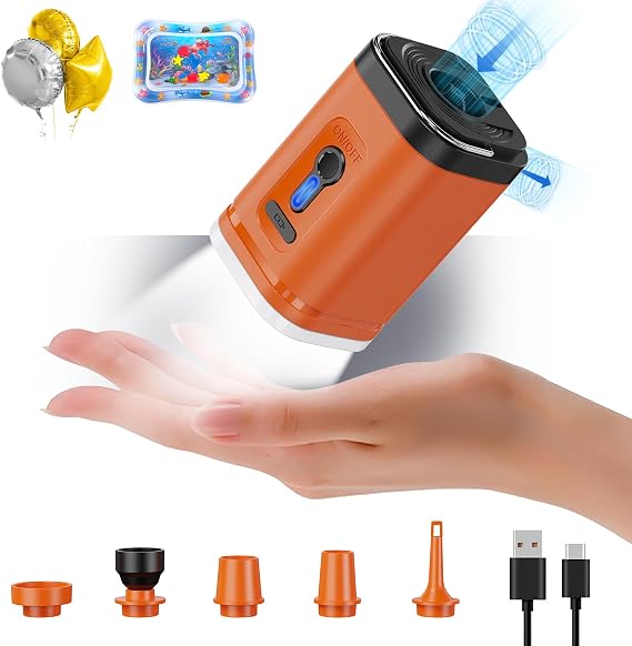 Electric air Pump for Inflatables, Portable Rechargeable Mini Pump with 1800mAh for Air Mattress Baby Infant Pool Floats, Blow Up Pool Raft Bed Boat Toys,Vacuum Bags,Tummy Time Mat
