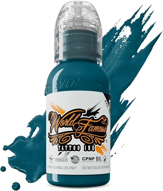 World Famous Turquoise Tattoo Ink, Vegan and Professional Ink, Made in USA, Galapagos Green, 1 oz