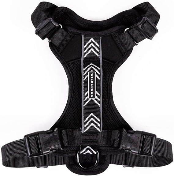 Wilderdog Lightweight Dog Harness with Reflective Straps - Medium - Black