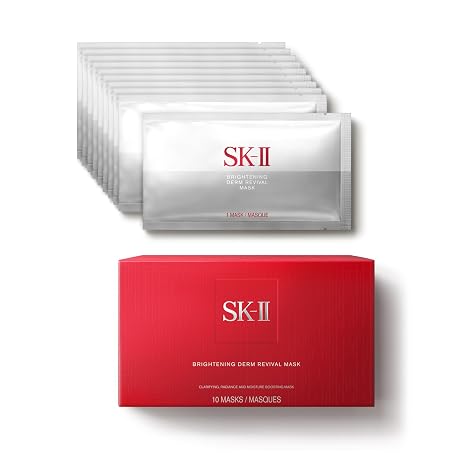 SK-II Brightening Face Mask - Derm Revival Sheet Mask to Improve Radiance, Skin Texture & Dark Spots - Enriched with PITERA, Vitamin C & Niacinamide (10 Count)