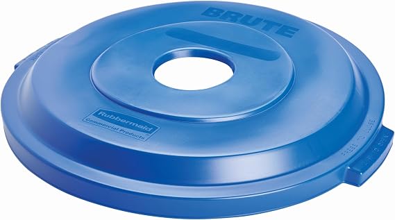 Rubbermaid Commercial BRUTE Heavy-Duty Round Waste/Utility Container, 32-Gallon Bottle/Can Recycling Lid, Blue, Compatible with Rubbermaid BRUTE 32-Gallon Can
