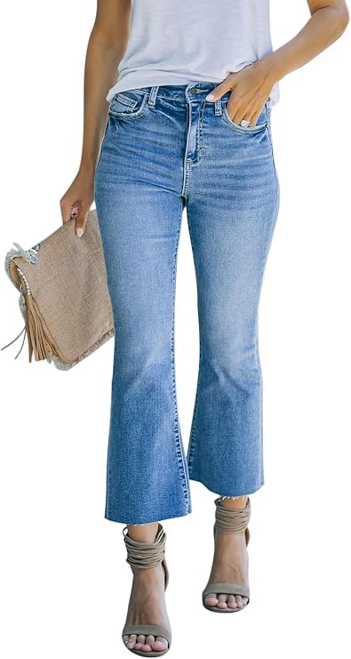 Women's Cropped Bootcut Flare Jeans for Women Crop Bell Bottom Jeans