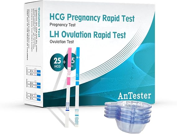 55 Ovulation Test Strips and 25 Pregnancy Test Strips 10mIU/mL Combo Kit for Women-with 70 Urine Cups (55 LH + 25 HCG)