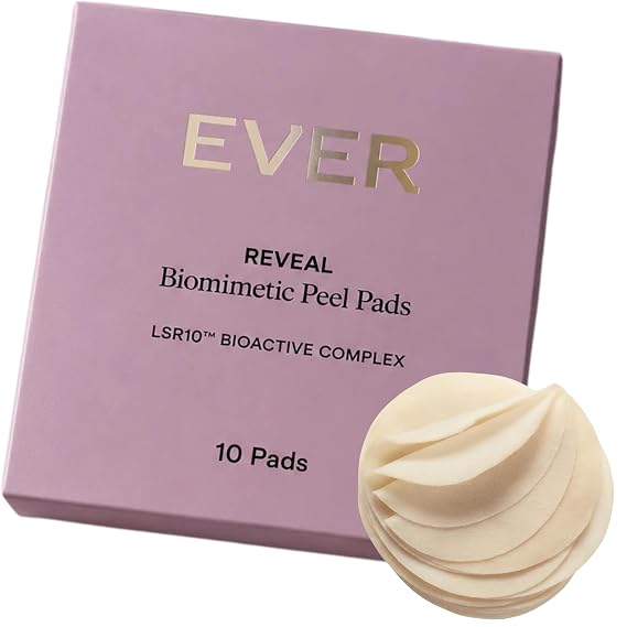 EVER Reveal Biomimetic Peel Pads - Exfoliating & Brightening Travel Pack, 10 Count Azelaic Acid, Caviar Lime & LSR10 for Radiant, Smoother Skin